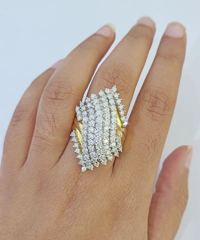 Real 10k Yellow Gold Diamond Ladies Ring Women Engagement Wedding