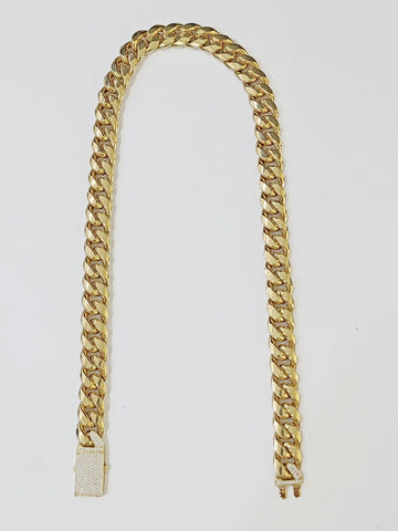 Real 14k Yellow Gold Miami Cuban Link Chain 18 Inch Chocker 13mm Necklace