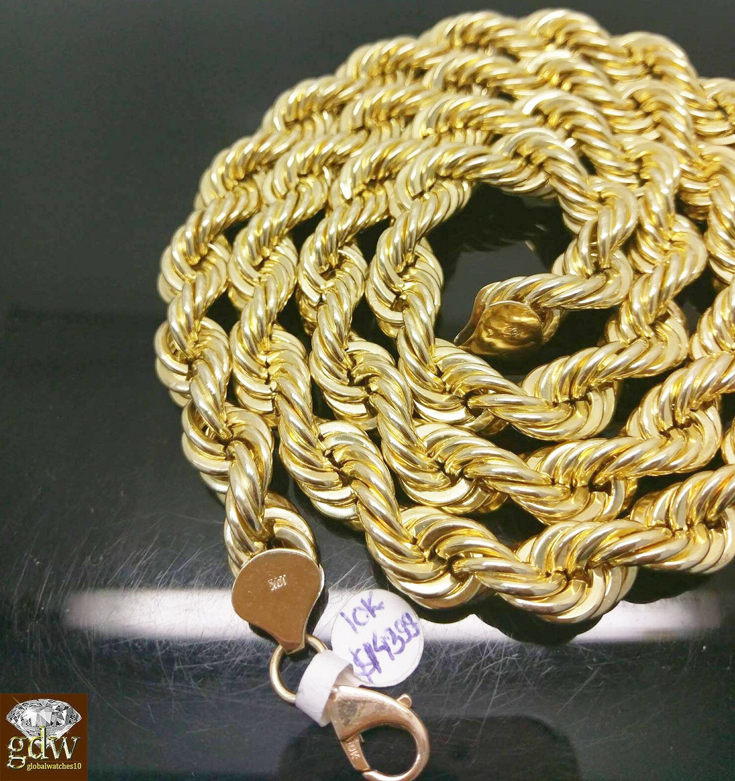 Real 10k  Rope Chain 15 mm with 1.81 Ct Diamond Jesus Head, Charm  Pendent.