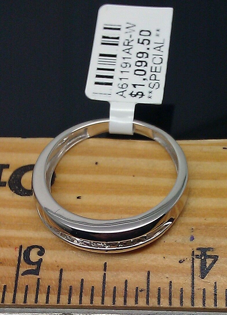 REAL 10k White Gold Wedding  Anniversary Band Ring Real Diamond Men SIZE 10