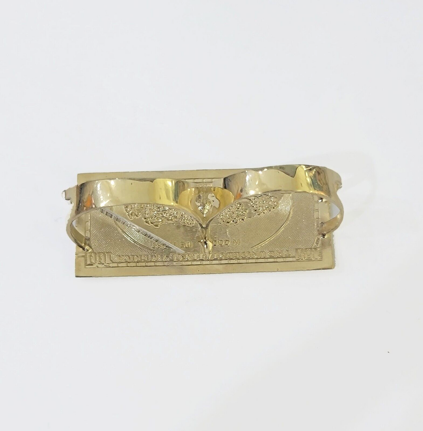 Real 10K Gold 100 Dollar Bill Ring Diamond Cut 10kt yellow Gold Ring