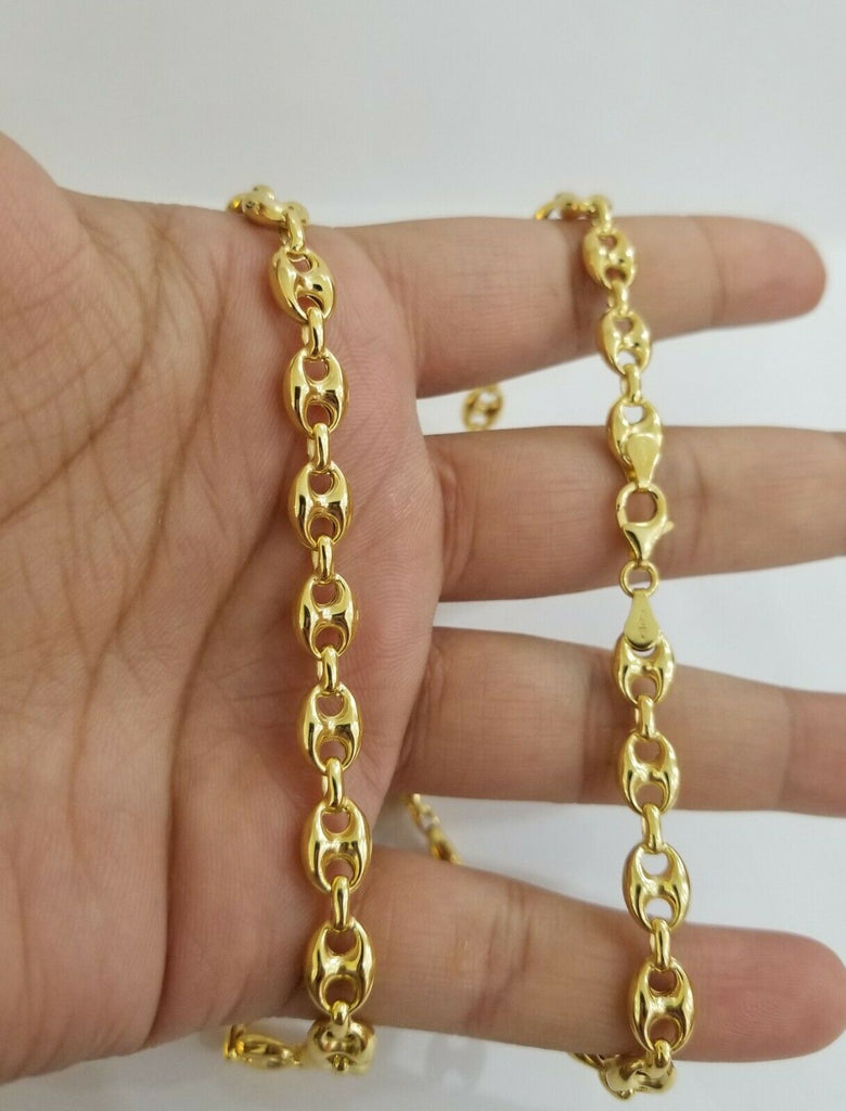 10k Yellow Gold Mariner Cuban Puff Link Chain  20" 7mm Men Real Necklace