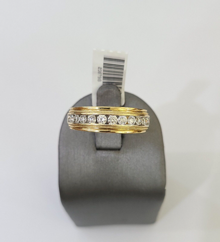 Real 14k Yellow Gold Diamond Mens Ring Band Wedding Genuine Natural