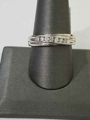 14k Gold 1/4CT Diamond Wedding/ Engagement Ring Band REAL 14 kt White Gold Men's