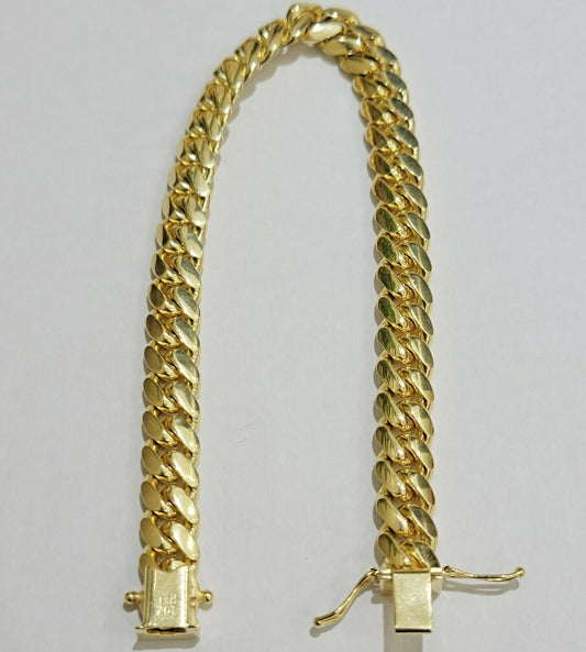 Solid Gold Miami Cuban Link Bracelet 8mm 8" REAL 10k Yellow Gold Box Lock, 10kt