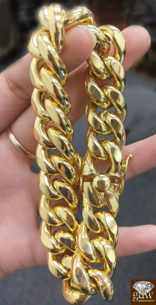 REAL 10k Gold Miami Cuban Bracelet 18MM BOX LOCK Mens 8.5 inch