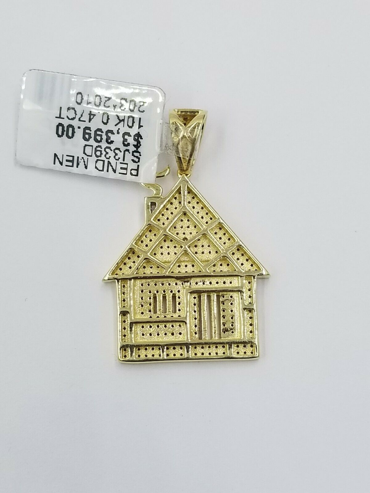 10k Diamond Home Yellow Gold Trap House Charm Mens Pendant Real Genuine Diamonds