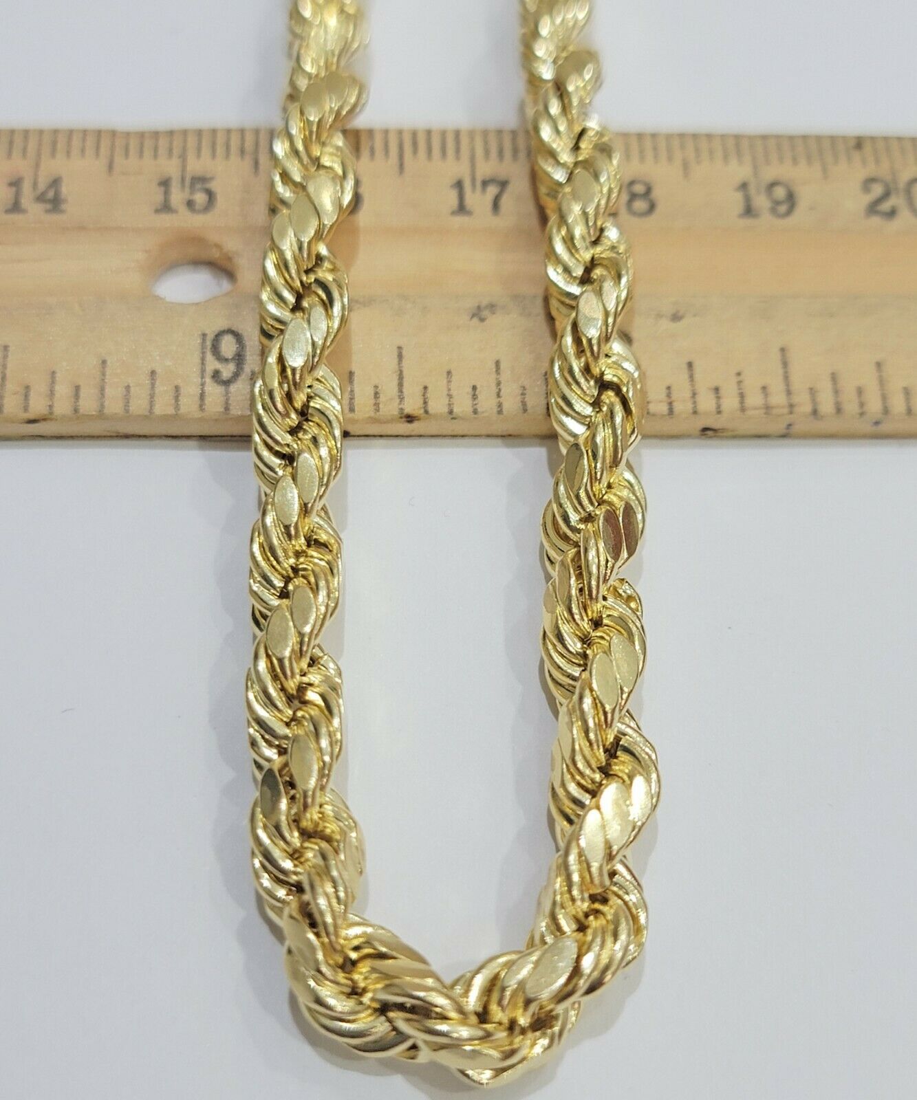 REAL 10K Gold Rope Chain 7mm 28 Inch Men's Necklace SOLID 10 KT Gold Diamond Cut