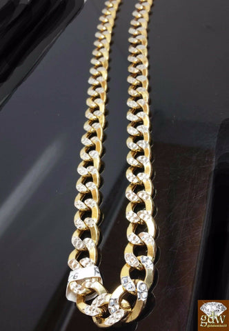 22" 10k Gold Cuban Link Necklace Diamond Cuts Chain 11mm REAL 10KT Yellow Gold