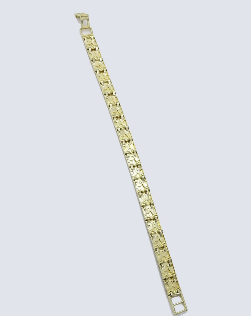10K Yellow Gold Solid Nugget Style Bracelet For Men Women 7mm 9" Inches