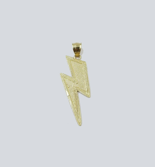 10K Yellow Gold Thunder Lightning Charm Pendant Diamond Cut Men Women REAL