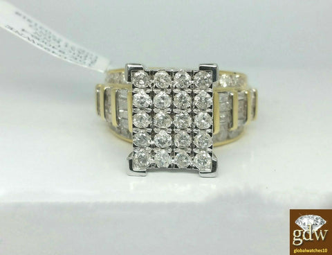 Real 2CT Diamond Solid 10K Yellow Gold Ladies Ring Anniversary Wedding,Baguette