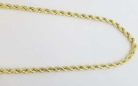 REAL 10k Yellow Gold Rope Chain 10mm 24" Men's thick necklace 10kt diamond cuts