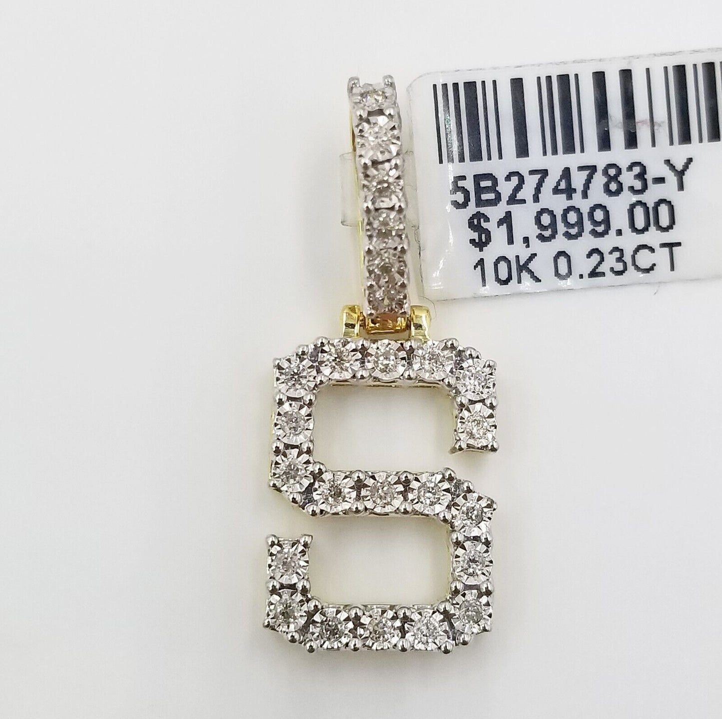 10k Yellow Gold Diamond Letter A-Z Initial Charm Pendant Real Diamond