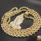 Real 10k Yellow Gold 2.5 mm 24" Rope Chain & Praying Hand Charm Pendent Cross N