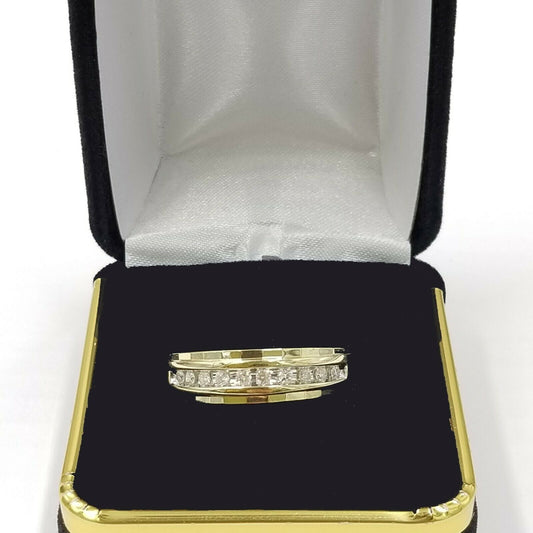 10K Yellow Gold & Diamond Wedding/Engagement Band Diamond Cut Ring Men's