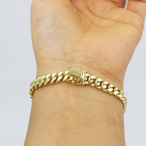 10K Real Yellow Gold Miami Cuban Bracelet 5.5 to 6mm Link 9 inch Box Lock Link