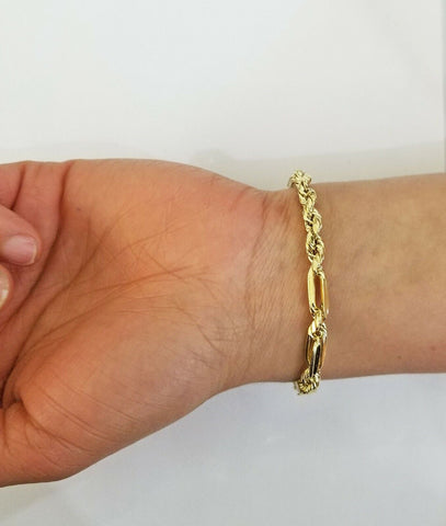 10k Yellow Gold Milano Rope Chain bracelet 8 Inch 6mm real Gold Free Shipping