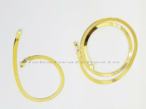 Real 10k Gold Herringbone necklace chain 3mm 5mm 18" 20" 22" 24" Men Women