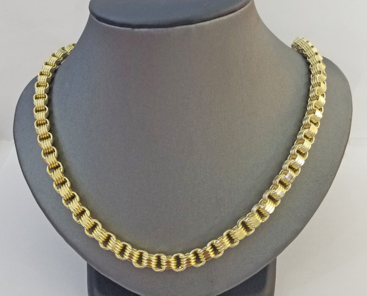 REAL 10k Yellow Gold Byzantine Chain Men's Necklace 6.5mm 24 Inch, 10kt gold