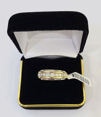 10k White Yellow Gold Diamond Mens Ring Band Wedding Genuine Natural Real