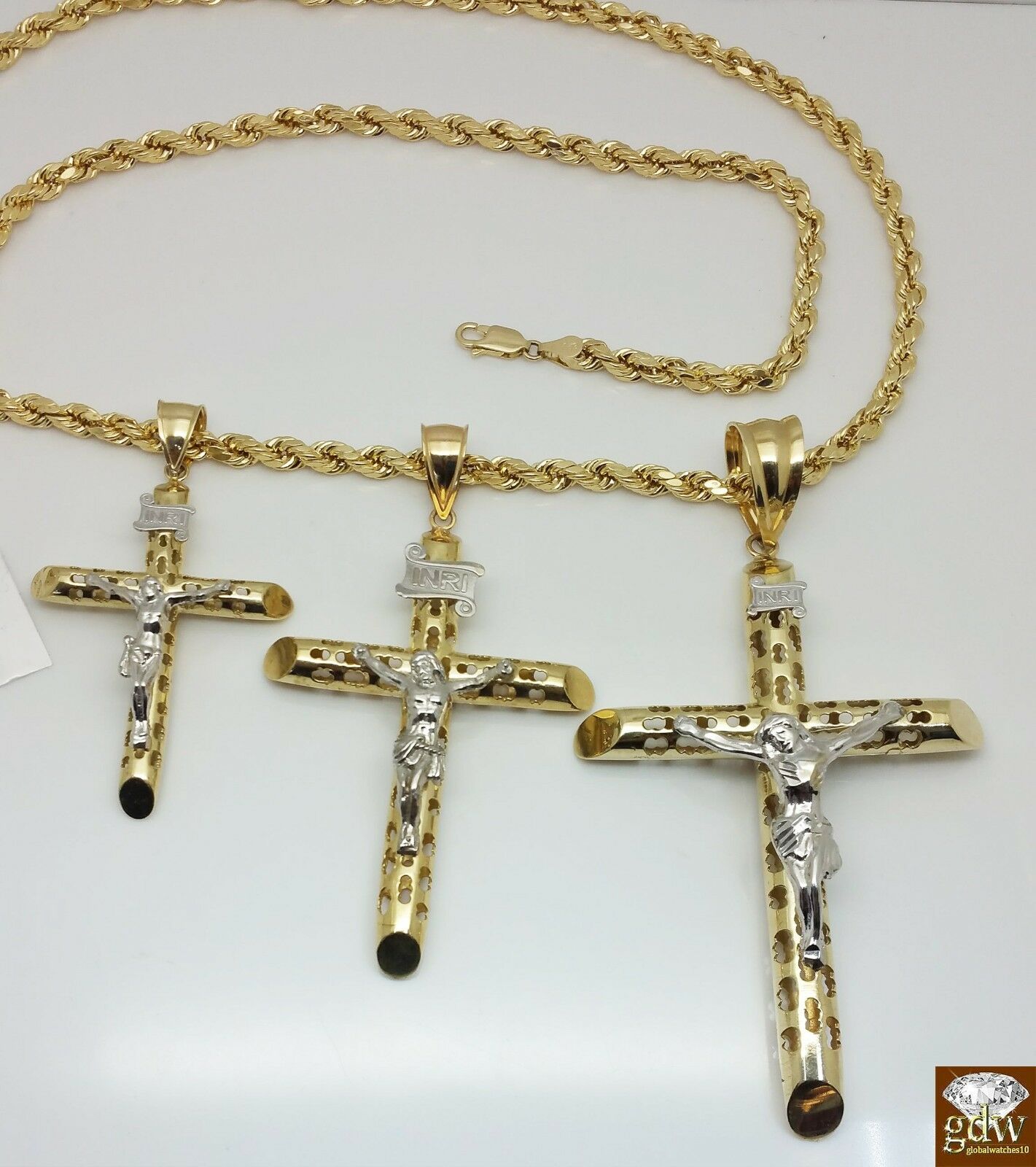 10k Yellow Gold Jesus Crucifix Cross pendant Charm Men Women