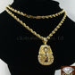 Men's Real 10k Yellow Gold 24 Inch Rope Chain with Egyptian Pharaoh Head Charm.
