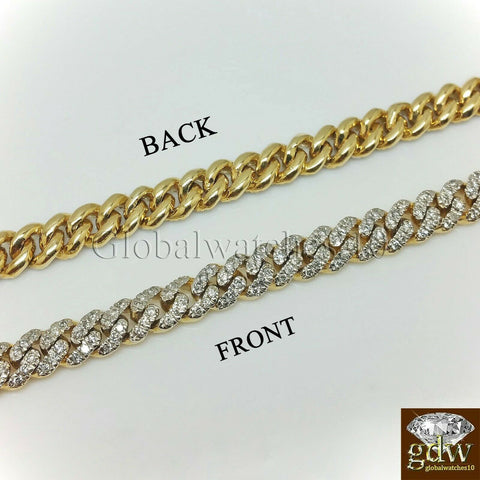 Real 10k Yellow Gold & Diamond Cuban Link 24 Inch Chain, 5 CT Diamond, Box Clasp