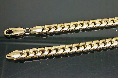 7MM 10K Yellow Gold Miami Cuban Link Necklace 21.5" inch Cuben Chain, REAL GOLD