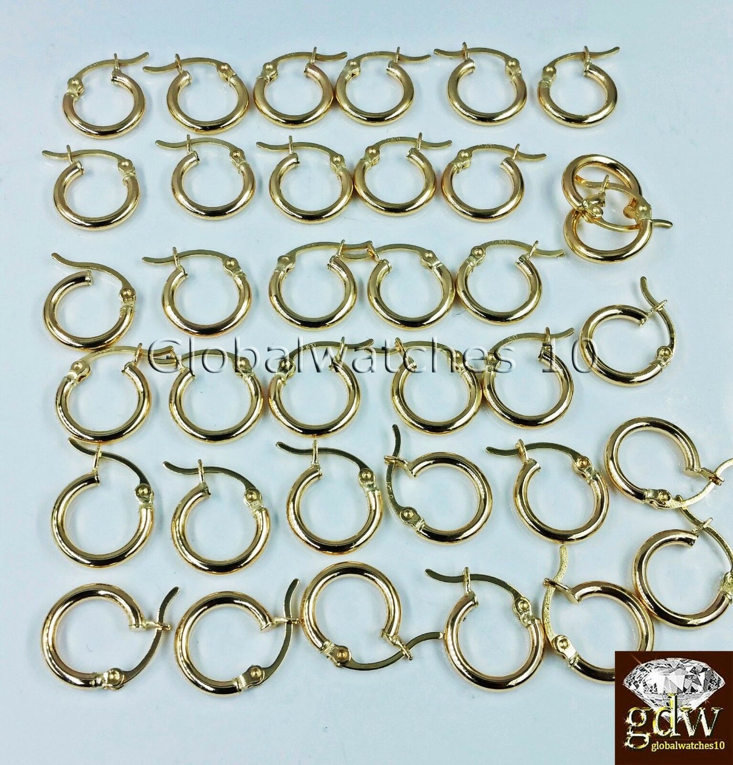 Real 10K Yellow Gold in 10-15 mm Diameter Hinged Hoop Earrings for Men/Women/Kid