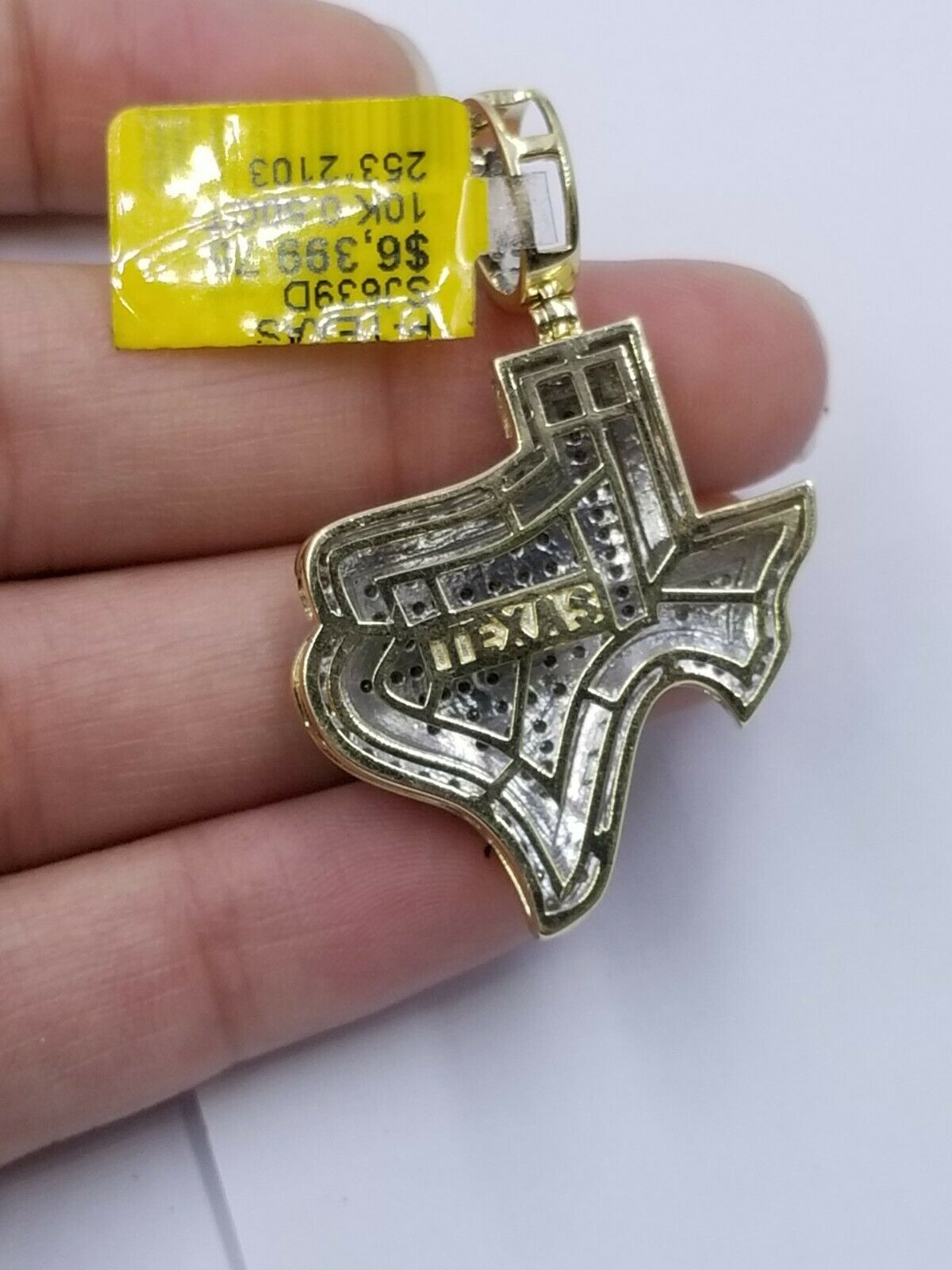 REAL 10k Diamond Pendant Texas Map Charm Genuine 0.50CT Yellow Gold Mens