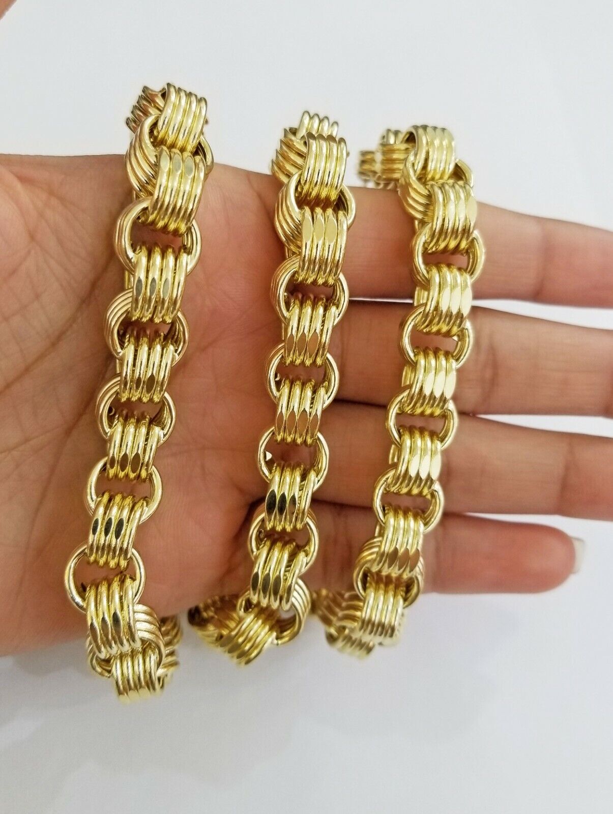 Real 10k Gold Byzantine Chain 11mm 22 Inch Men's yellow gold necklace Real gold!