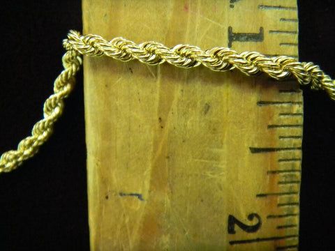 Real 10K Gold Rope Bracelet 3mm Men Women 8 Inches