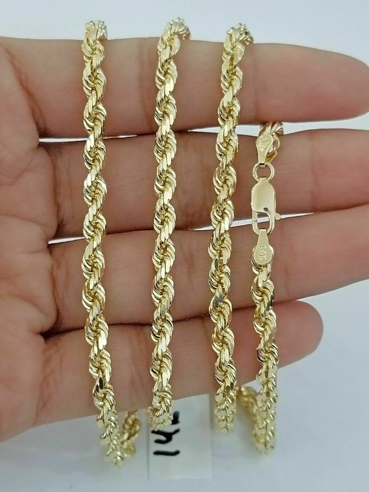 10k Gold Rope Chain 2-8mm Necklace 16"-30" men women Diamond cut REAL 10kt