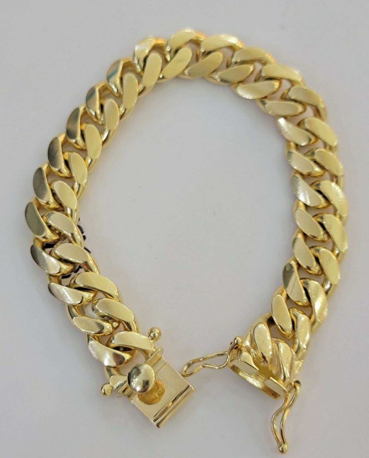 10k solid Yellow Gold Miami Cuban Bracelet 12.5 mm Link 8 inch Men's REAL 10kt