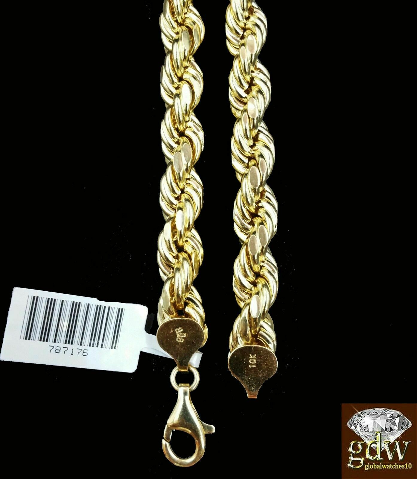 10k Gold Rope Chain 2-8mm Necklace 16"-30" men women Diamond cut REAL 10kt