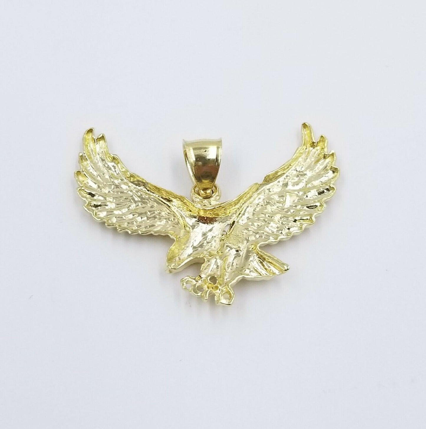 REAL10k Yellow Gold Flying Eagle Charm Pendent Miami Cuban Chain 3mm 18 20 22 24