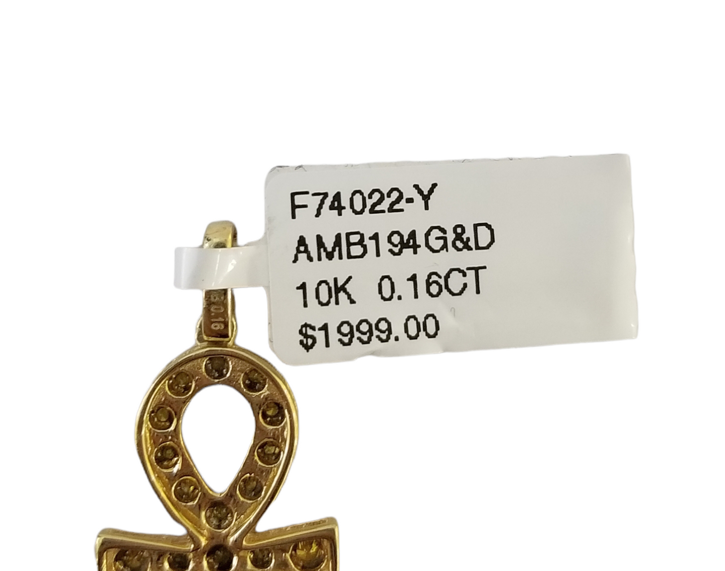 10K Yellow Gold Cross Pendent Real Yellow Diamond Jesus Charm Religious