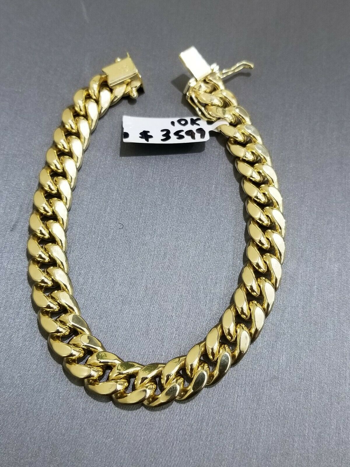 10K Yellow Gold Miami Cuban Link Bracelet  8.5 Inch 9mm