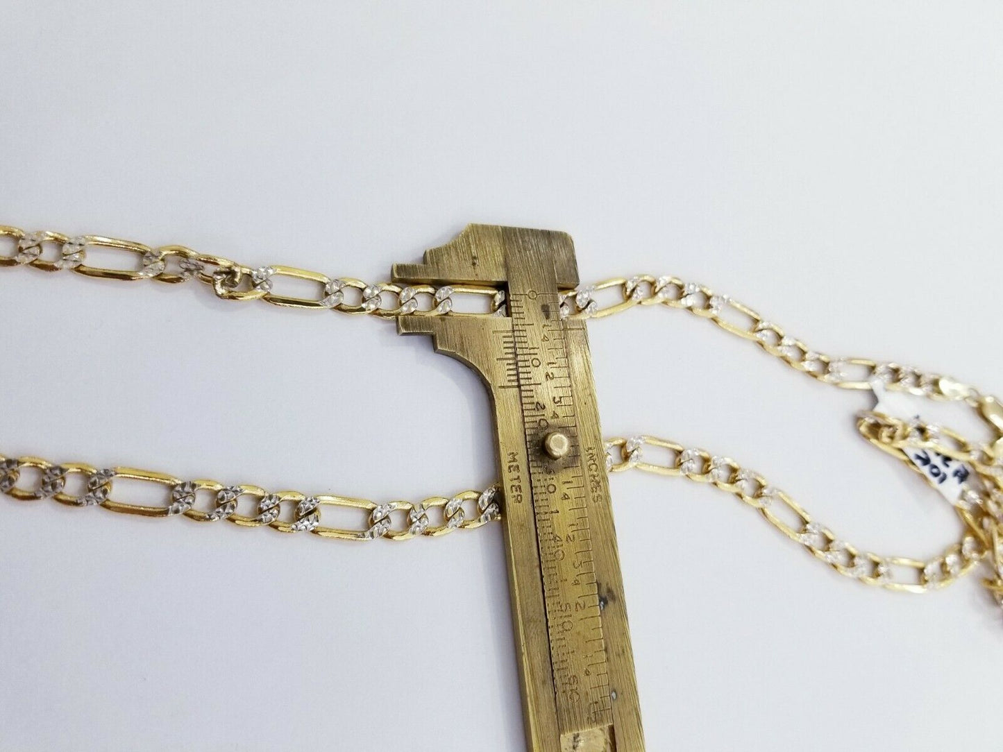 Real 10k Gold Figaro Link Chain necklace 6mm Diamond Cut 26" Men Authentic Gold