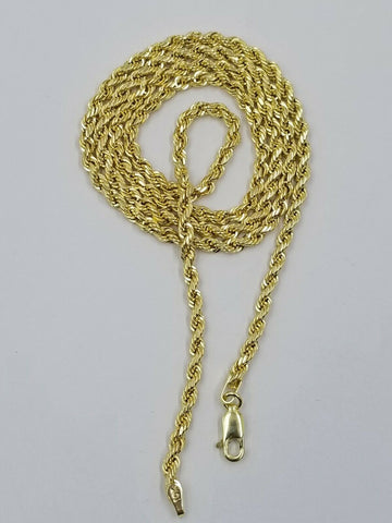 Real 10k Yellow Gold Rope Chain 22" Necklace 3mm, Men Women ,Lobster Lock