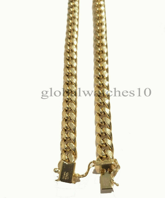 10k Yellow Gold Cuban Link Chain 22" 8mm Box Lock  REAL 10KT Necklace Pura Oro