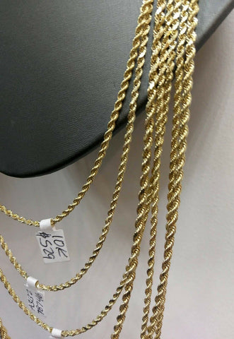Real 10k Yellow Gold SOLID Gold Rope Chain 18" 20" 22" 24" 28" 30"
