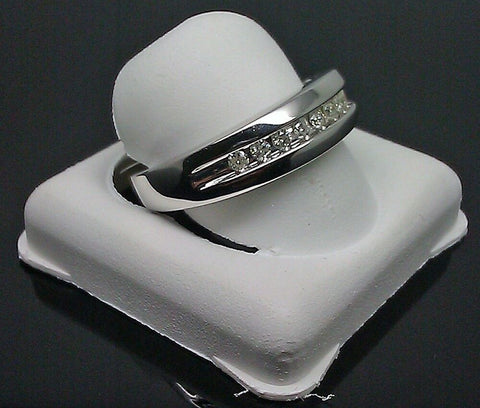Real 10K White Gold Mens Ring Genuine 1/4CT Diamonds Wedding Engagement Band