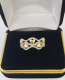 Real 10k Yellow Gold Diamond Ladies Ring 5 Hearts Women Engagement Wedding