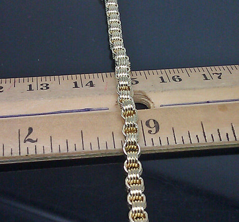 10K Yellow Gold Chain For Men's Real Byzantine 24 Inch Long 3.5mm Real Gold New!