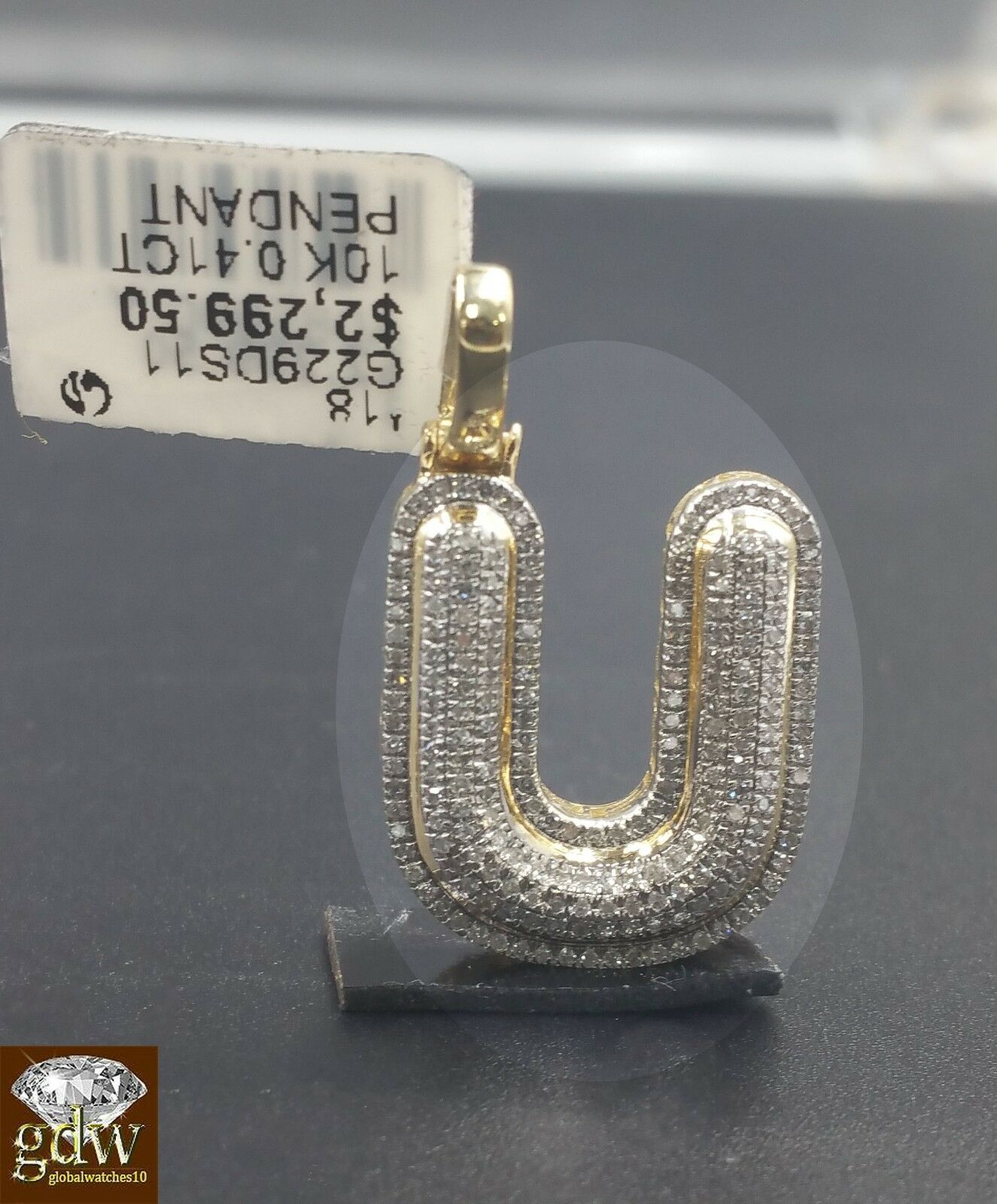 10k Yellow Gold Diamond Bubble Letter A-Z Initial Charm Pendent Real Diamond