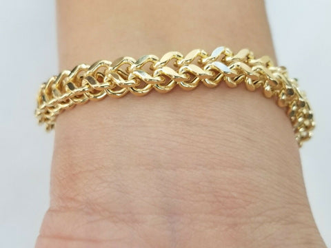 10k Yellow Gold Franco Bracelet 7mm 8" Inch with lobster clasp Mens Women Real