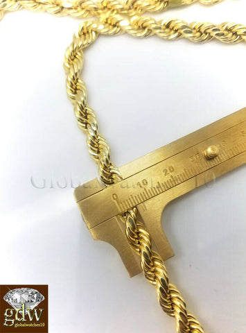 Real 10k Gold Nugget Jesus Crucifix Cross Pendent Charm with 28 Inch Rope Chain.