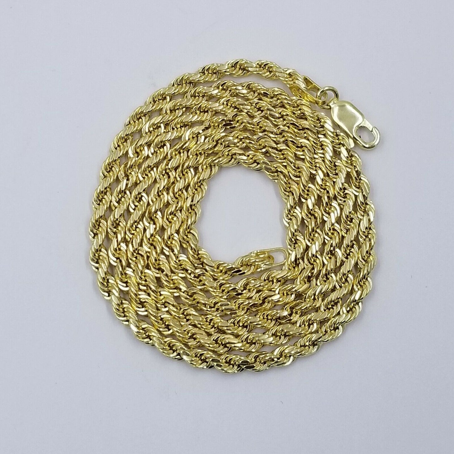 Real 10k Yellow Gold Rope Chain 22" Necklace 3mm, Men Women ,Lobster Lock